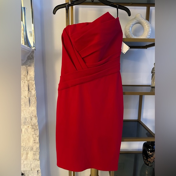 NEW Tadashi Shoji Elegant Red Strapless Dress - Picture 2 of 6